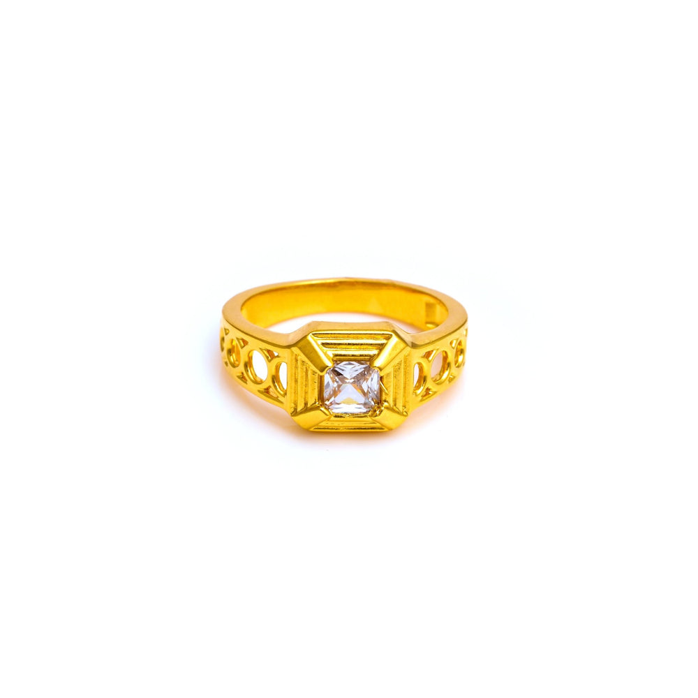 The Solitaire Patterned Silver Ring
