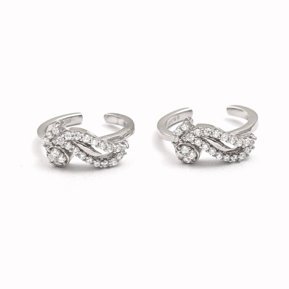 The Sparkling Steps Silver Toe Ring