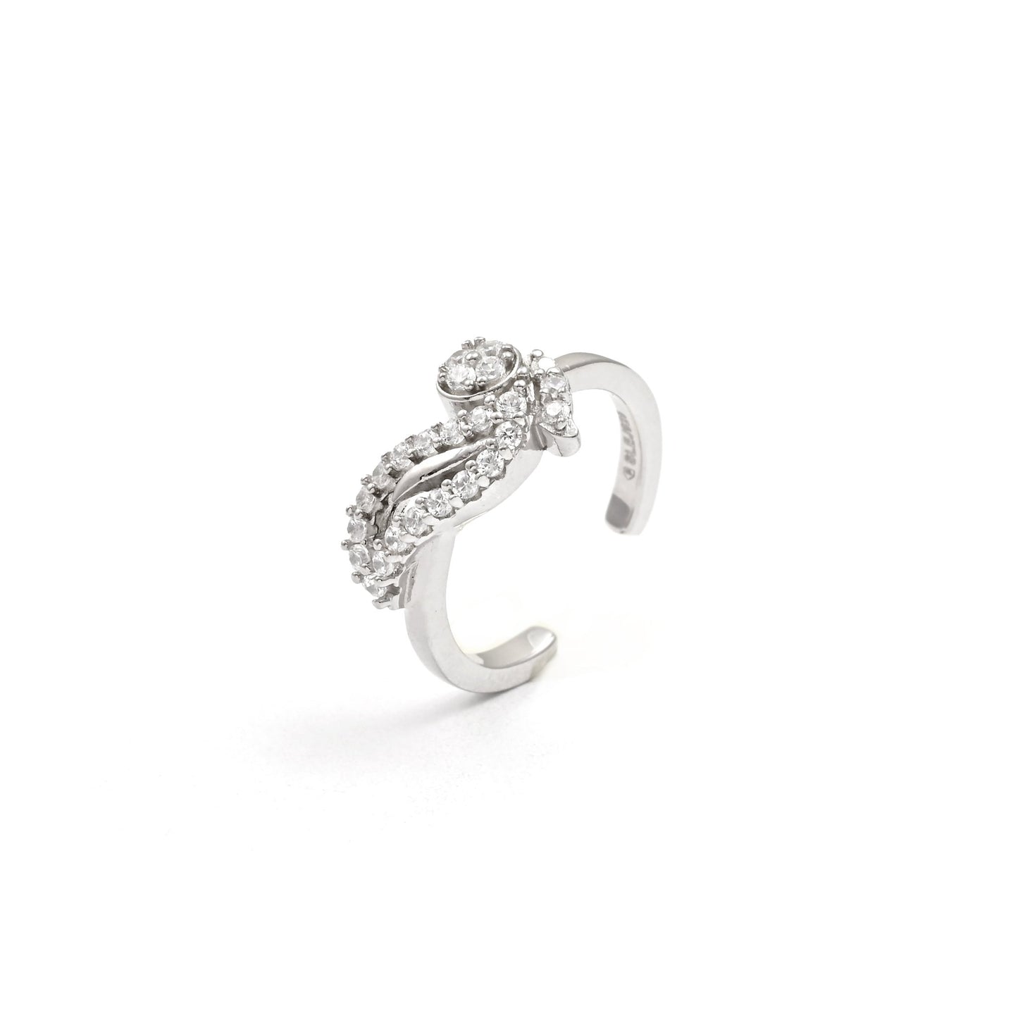 The Sparkling Steps Silver Toe Ring - Vinayak - House of Silver