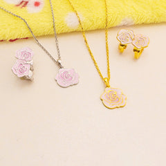 The Sweet Rosebud Silver Necklace Set