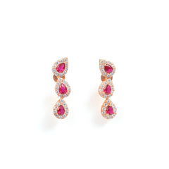 The Trinity Ruby and Zirconia Drop Earrings