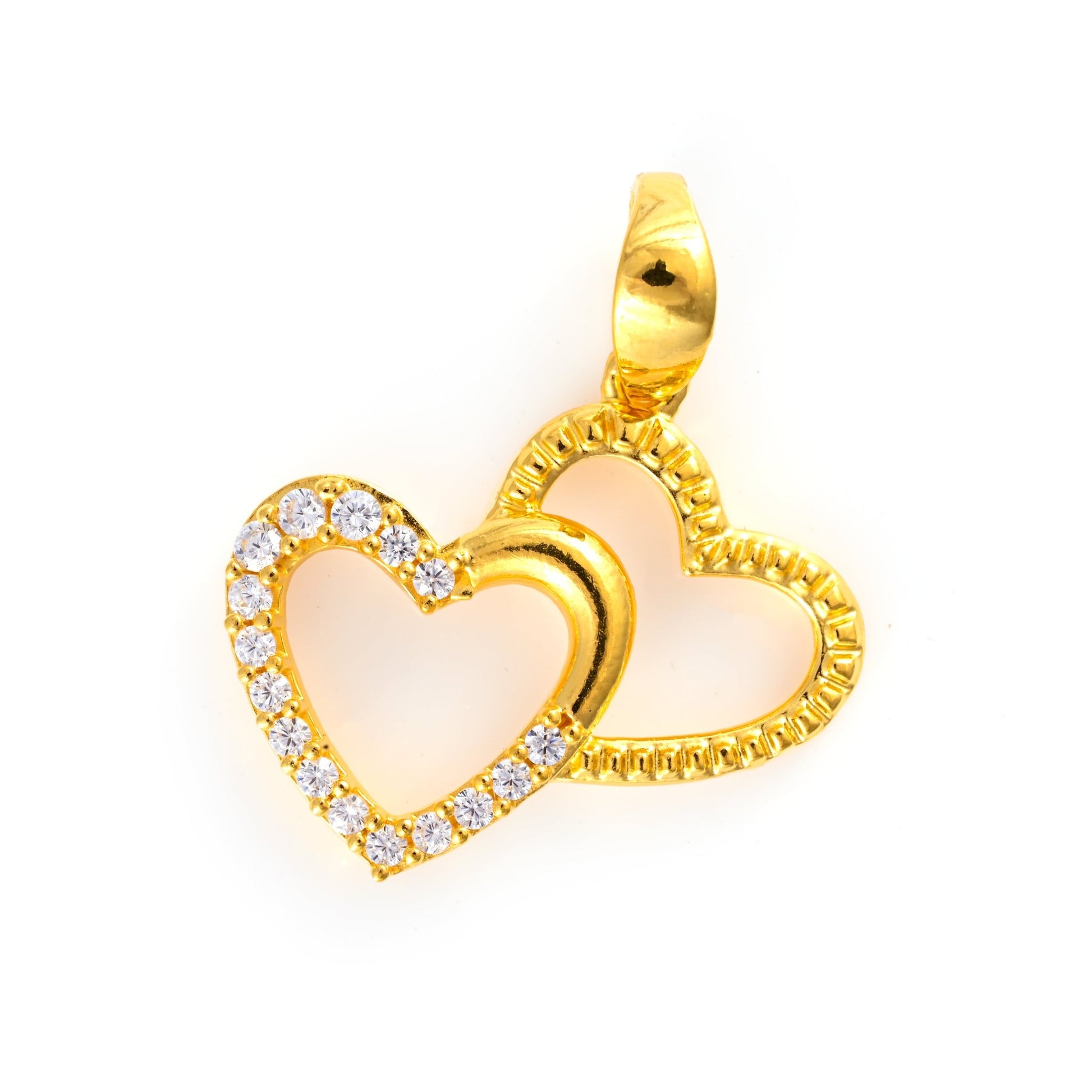 The Twin Hearts Zirconia Pendant - Vinayak - House of Silver