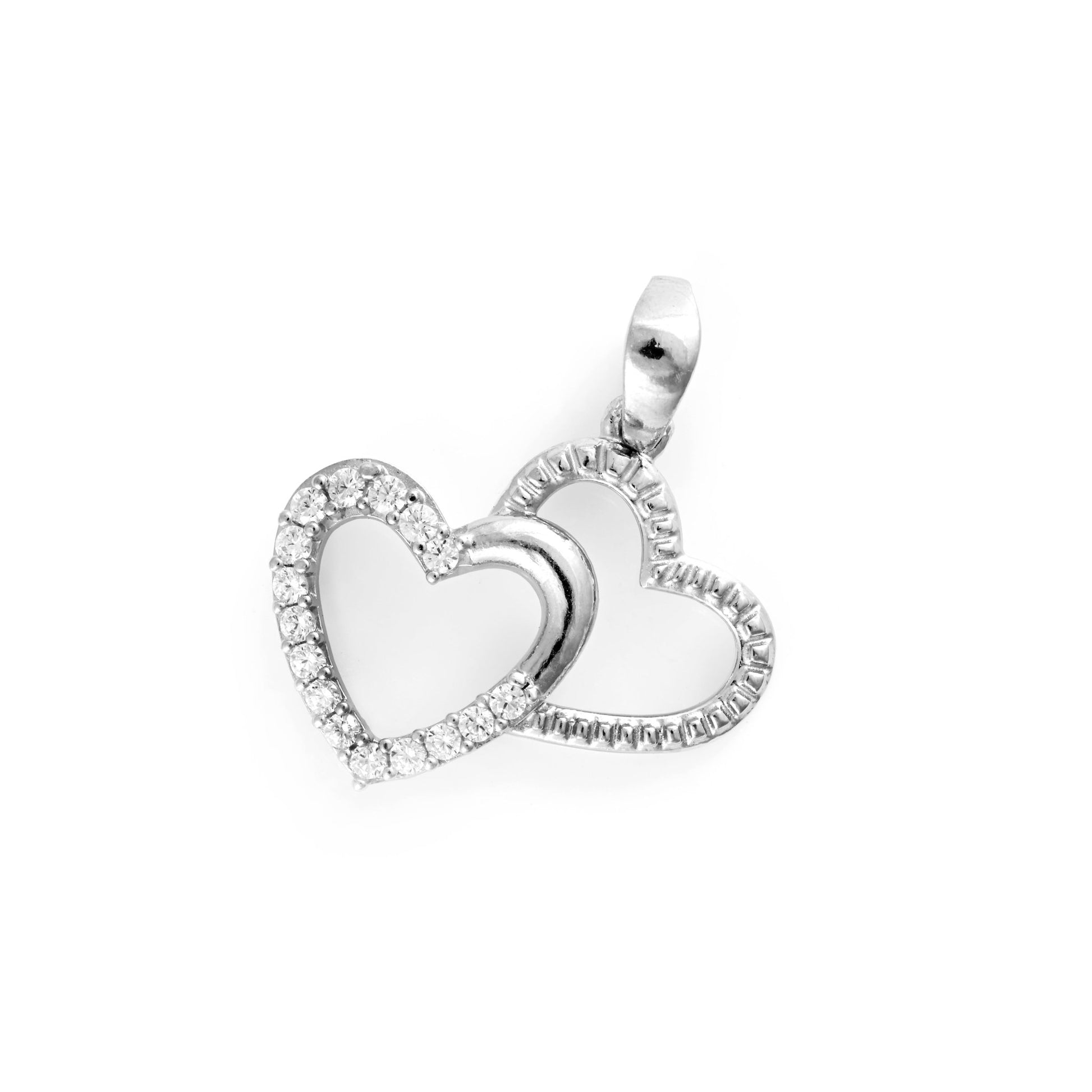 The Twin Hearts Zirconia Pendant - Vinayak - House of Silver