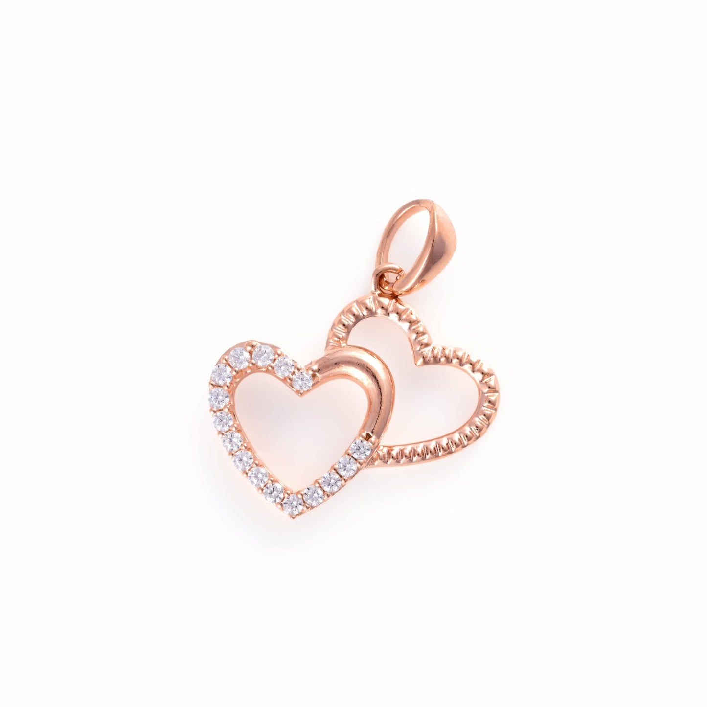 The Twin Hearts Zirconia Pendant - Vinayak - House of Silver