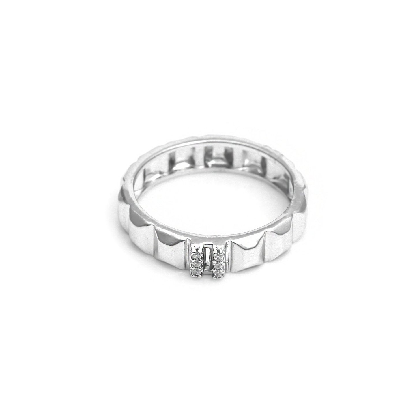 The Zirconia Accent Pattern Ring - Vinayak - House of Silver