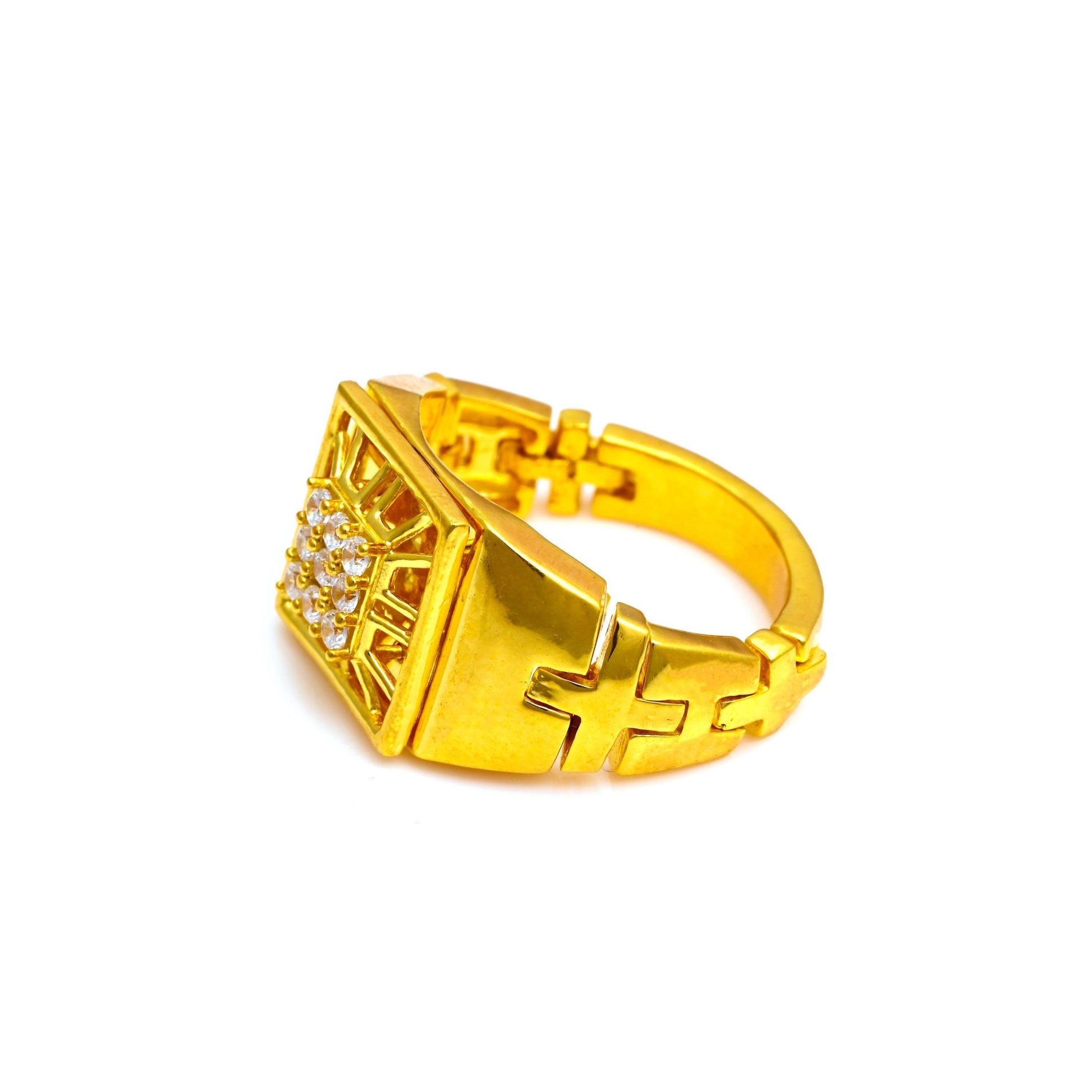 The Zirconia Accent Patterned Ring - Vinayak - House of Silver