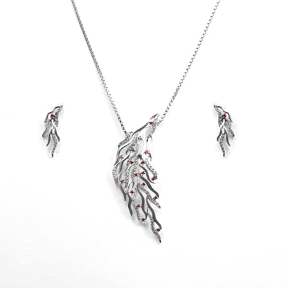 The Zirconia Fiery Necklace Set - Vinayak - House of Silver