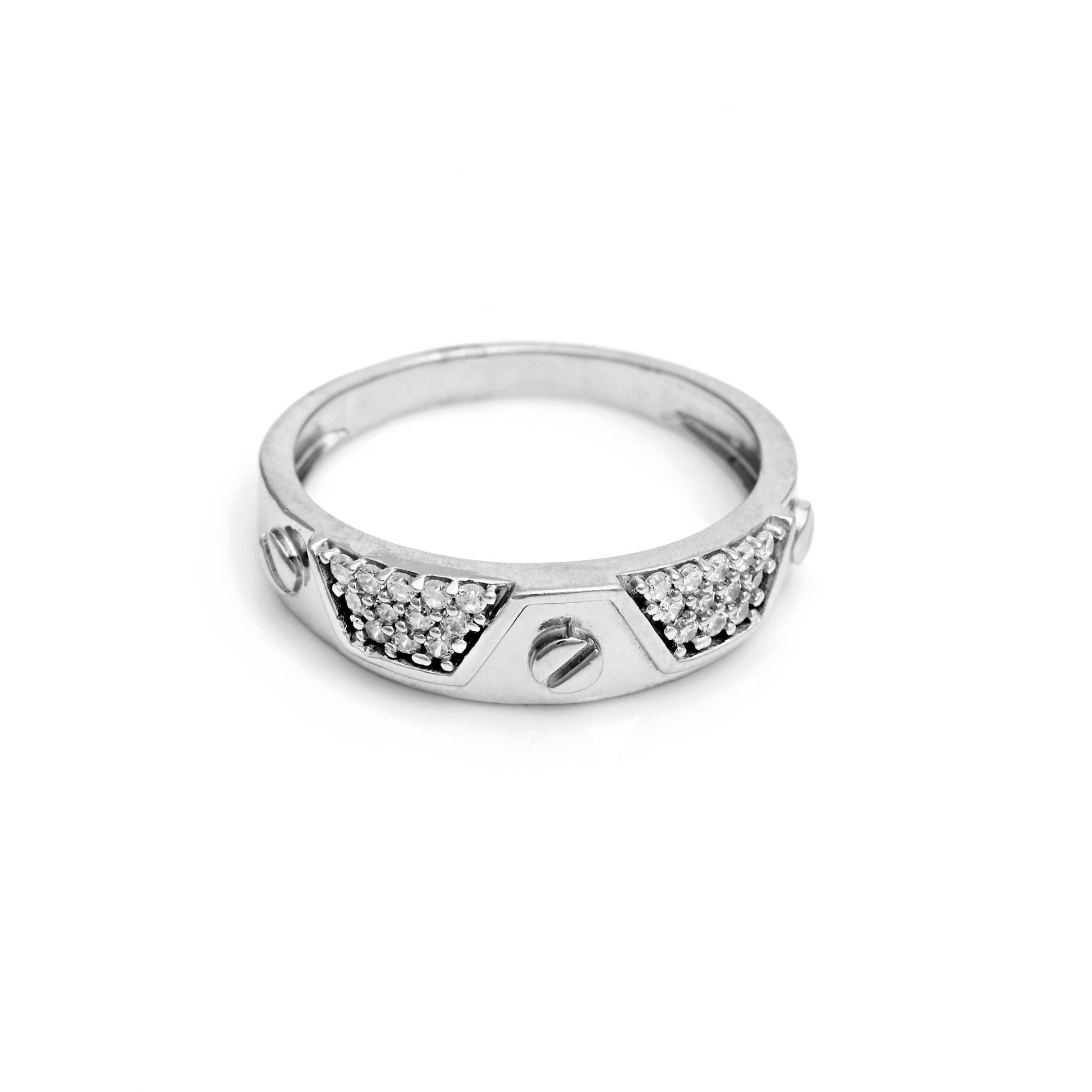 The Zirconia Screw Accent Ring - Vinayak - House of Silver