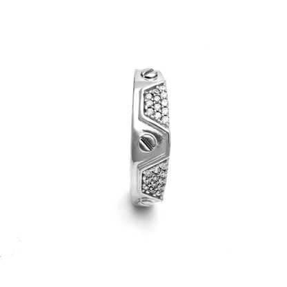 The Zirconia Screw Accent Ring - Vinayak - House of Silver