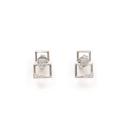 The Zirconia Stud Earrings - Vinayak - House of Silver