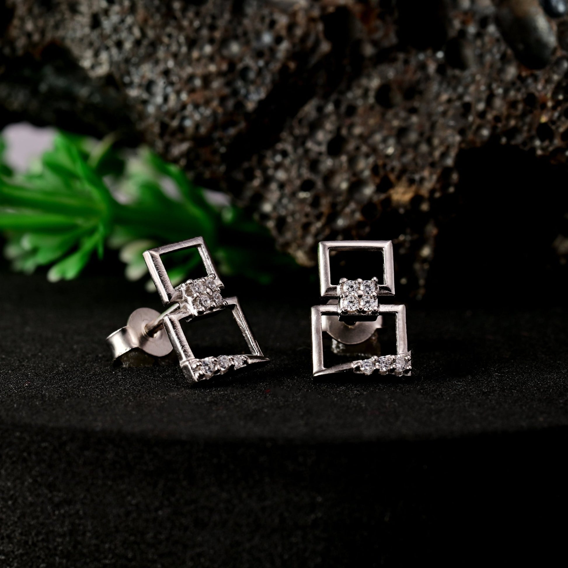 The Zirconia Stud Earrings - Vinayak - House of Silver