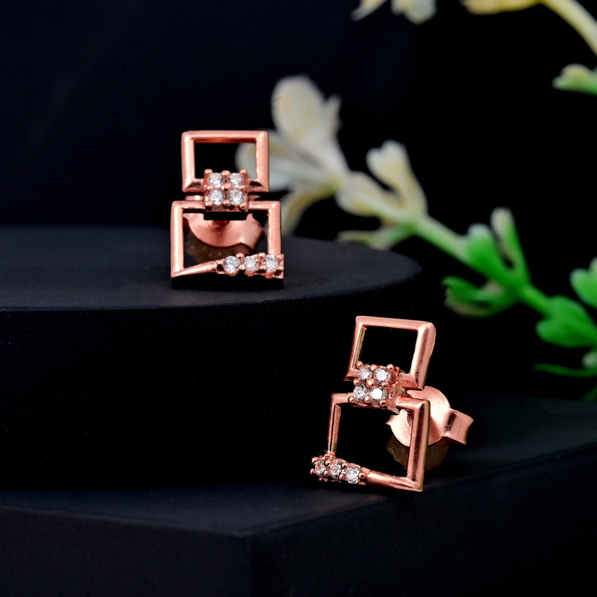 The Zirconia Stud Earrings - Vinayak - House of Silver