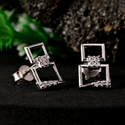 The Zirconia Stud Earrings - Vinayak - House of Silver