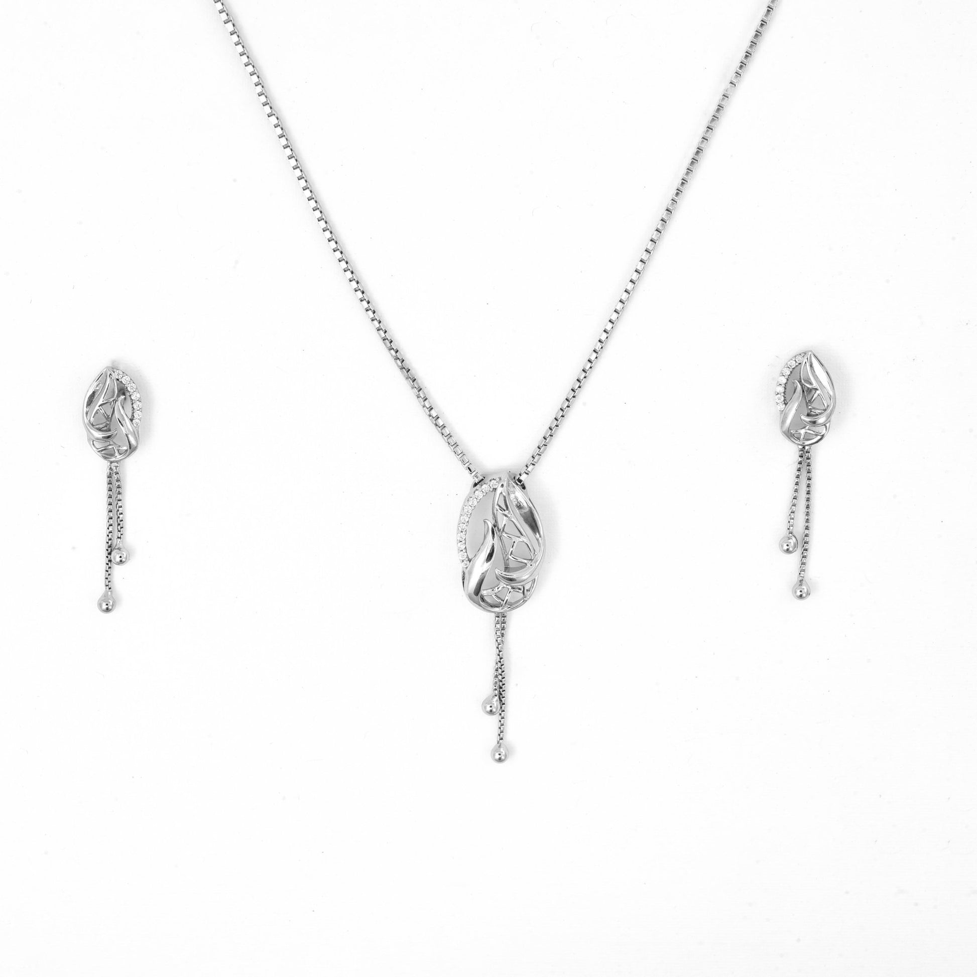 The Zirconian Charm Necklace Set - Vinayak - House of Silver