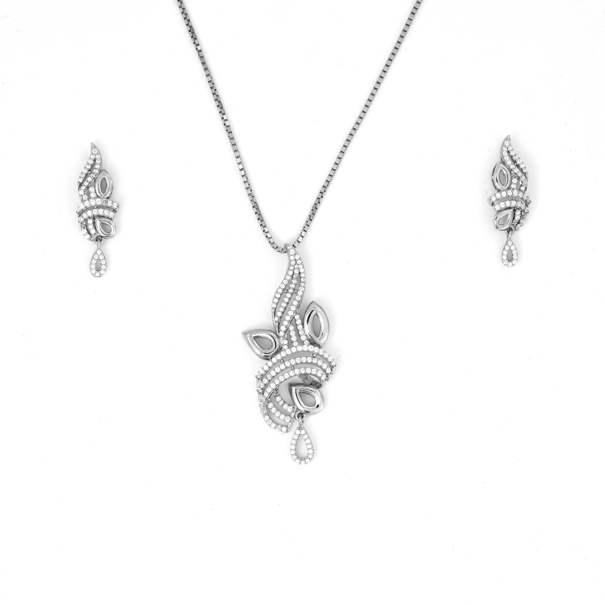 The Zirconian Glam Necklace Set - Vinayak - House of Silver